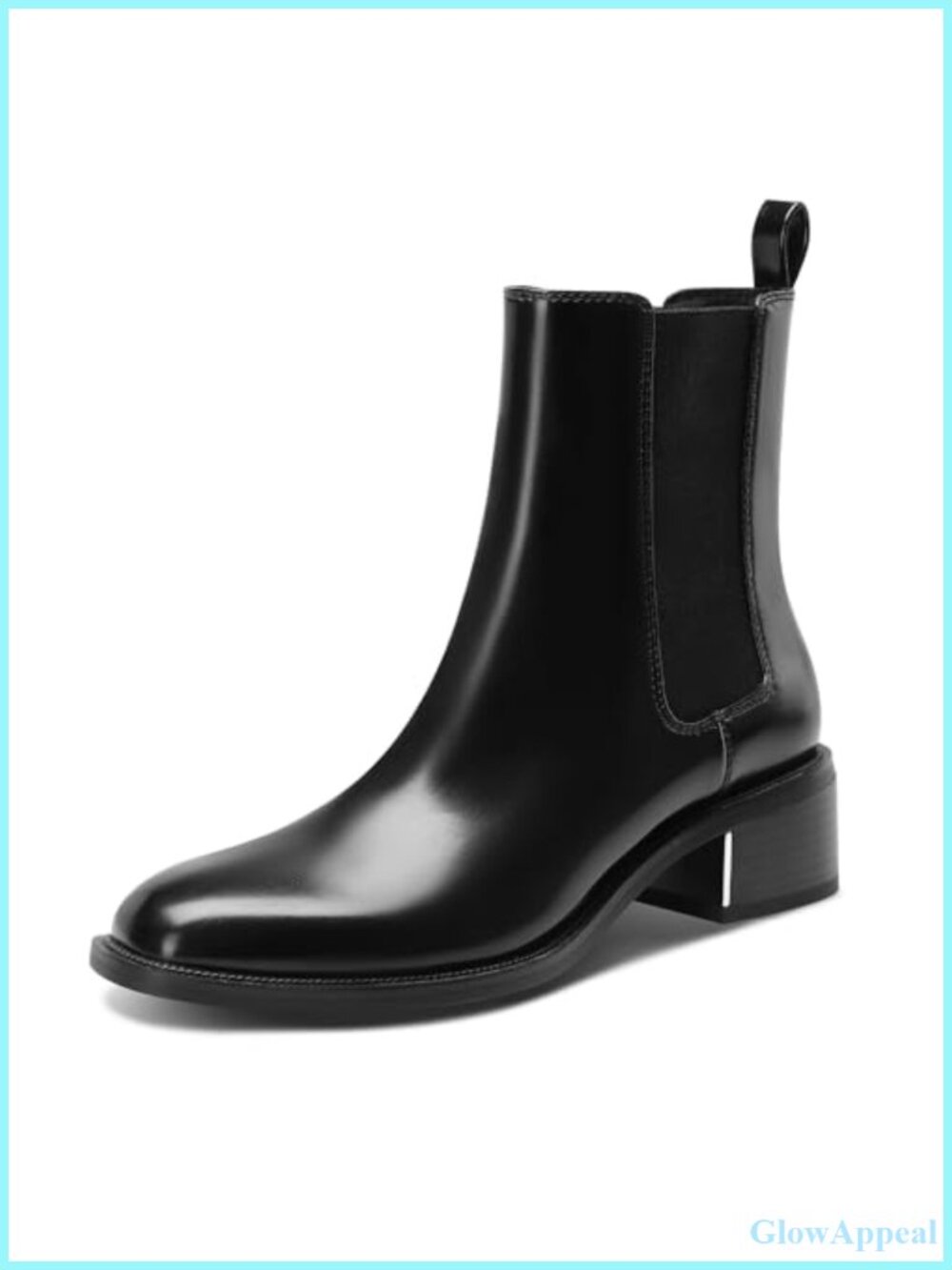 Women's Chelsea Boots Low Chunky Block Heel Vegan Leather Slip-On Ankle Booties